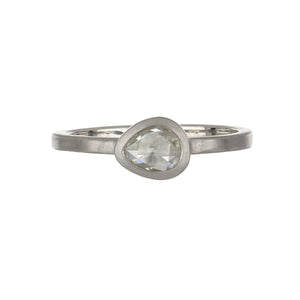 Stackable 14K White Gold Bezel Set Rose Cut Diamond Ring