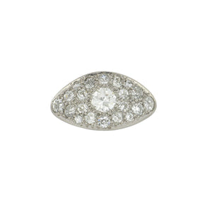Retro 1930s Platinum East-West Pavé Diamond Ring