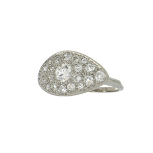 Retro 1930s Platinum East-West Pavé Diamond Ring