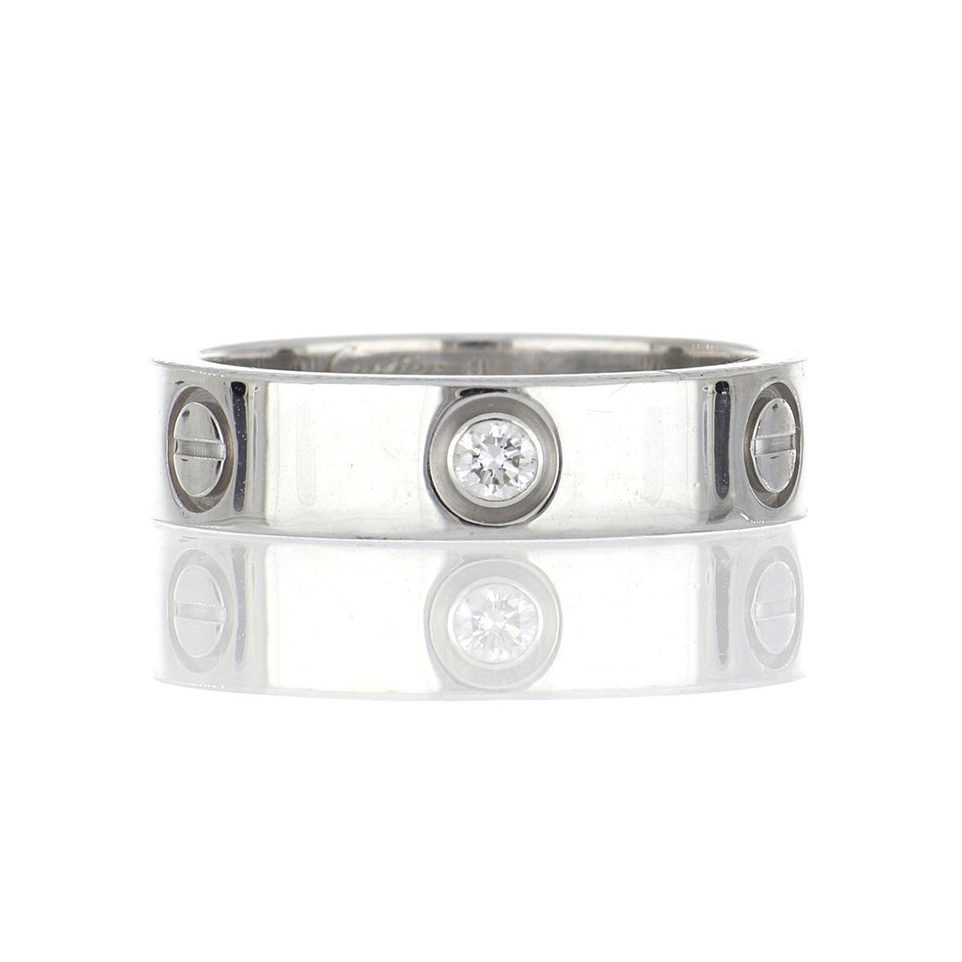 Cartier 18K White Gold Love Ring with Diamonds