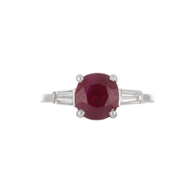 Load image into Gallery viewer, Estate Platinum Round Ruby Ring with Diamonds
