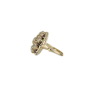 Victorian Revival 1940s 14K Yellow Gold Diamond Cluster Ring