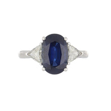 Load image into Gallery viewer, Estate Platinum Oval Sapphire Ring with Diamonds
