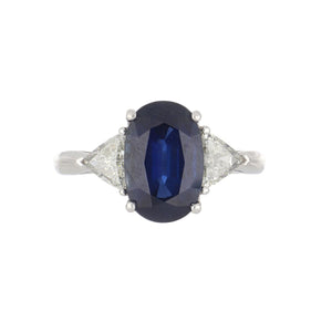 Estate Platinum Oval Sapphire Ring with Diamonds