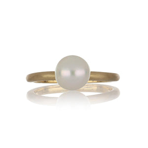 Stackable 14K Gold High Polish Pearl Ring