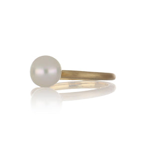 Stackable 14K Gold High Polish Pearl Ring