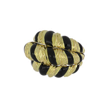 Load image into Gallery viewer, Vintage 1980s David Webb 18K Gold Triple Coiled Ring with Black Enamel
