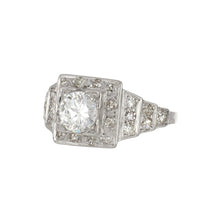 Load image into Gallery viewer, Art Deco Platinum Illusion-Set Diamond Engagement Ring with Stepped Shoulders
