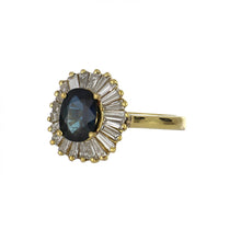 Load image into Gallery viewer, Vintage 1980s 18K Gold Oval Sapphire and Diamond Ballerina Ring
