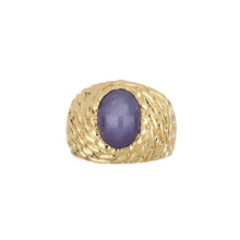 Load image into Gallery viewer, Vintage 1970s 14K Gold Star Sapphire Ring with Rope Motif
