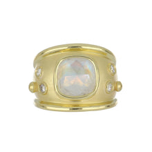 Load image into Gallery viewer, Estate Adler 18K Gold Faceted Rainbow Moonstone Ring with Diamonds
