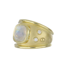Load image into Gallery viewer, Estate Adler 18K Gold Faceted Rainbow Moonstone Ring with Diamonds
