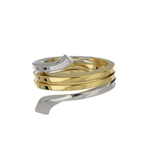 Damiani 18K Two-Tone Gold Polished Spiral Ring with Diamond