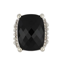 Load image into Gallery viewer, Estate David Yurman Sterling Silver Faceted Black Onyx Ring with Diamonds
