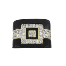 Load image into Gallery viewer, Vintage 1980s 18K Gold Onyx and Diamond Ring

