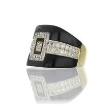 Load image into Gallery viewer, Vintage 1980s 18K Gold Onyx and Diamond Ring
