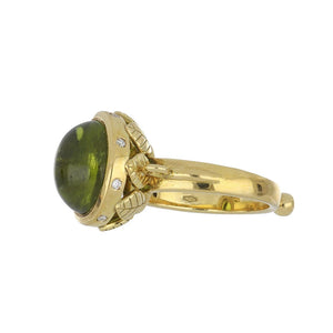 Temple St. Clair 18K Gold Cabochon Peridot Ring with Diamonds