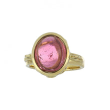 Load image into Gallery viewer, Temple St. Clair 18K Gold Cabochon Pink Tourmaline Ring with Diamonds
