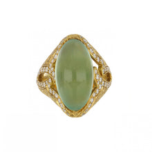 Load image into Gallery viewer, Estate 20K Gold Prehnite Ring with Diamonds
