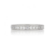 Load image into Gallery viewer, Estate Scott Kay 19K White Gold Diamond Half Band with Millegrain
