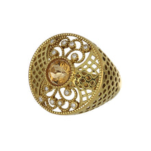 Load image into Gallery viewer, 18K Gold Round Openwork Citrine Ring with Diamonds

