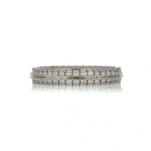 Platinum Two-Row Divided Prong Diamond Eternity Band