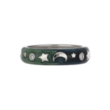 Load image into Gallery viewer, Hidalgo 18K White Gold Green Enamel Band with Diamonds
