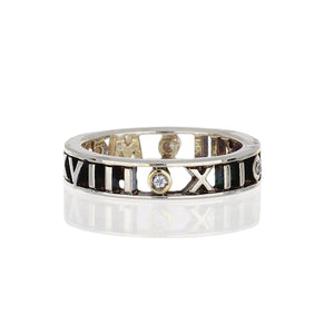 Hidalgo Sterling Silver Roman Numeral Band with Diamonds