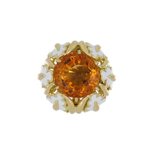 Load image into Gallery viewer, Vintage 1980s David Webb 18K Gold Citrine and White Enamel Ring
