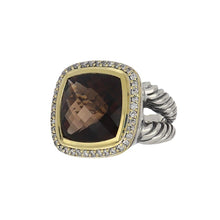 Load image into Gallery viewer, Estate David Yurman Sterling Silver  and 18K Gold Albion Smoky Quartz Ring
