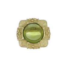 Load image into Gallery viewer, Estate Katy Briscoe 18K Gold Squared Scrollwork Ring with Peridot
