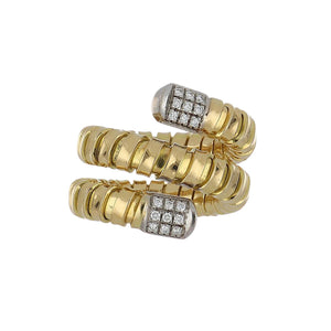Italian 18K Gold Tubogas Style Wrap Ring with Diamonds