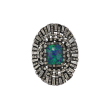 Load image into Gallery viewer, Estate Sterling Silver Doublet Opal Ring with Diamonds
