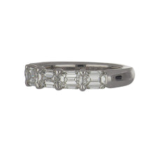 Load image into Gallery viewer, Platinum Horizontally Set Emerald-cut Diamond Half Band
