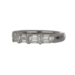 Platinum Horizontally Set Emerald-cut Diamond Half Band