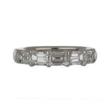 Load image into Gallery viewer, Platinum Horizontally Set Emerald-cut Diamond Half Band
