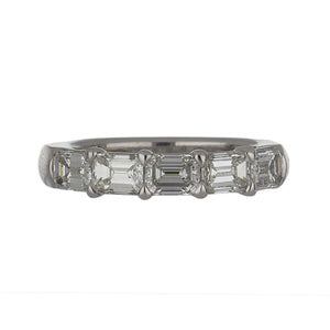 Platinum Horizontally Set Emerald-cut Diamond Half Band