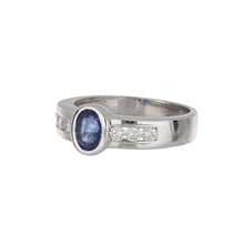 Load image into Gallery viewer, Estate 18K Whie Gold Oval Sapphire and Diamond Ring

