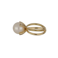 Load image into Gallery viewer, Estate 18K Yellow Gold Pearl and Diamond Ring
