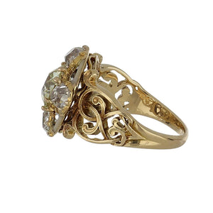 Art Nouveau 18K Yellow Gold Diamond Cluster Ring