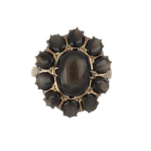Load image into Gallery viewer, Retro 18K Gold Victorian Revival Black Star Sapphire Cluster Ring
