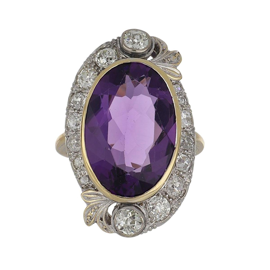 Art Deco 18K Gold Amethyst Ring