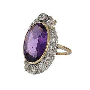 Art Deco 18K Gold Amethyst Ring