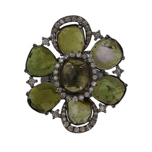 Load image into Gallery viewer, Sterling Silver Tourmaline Cluster Ring
