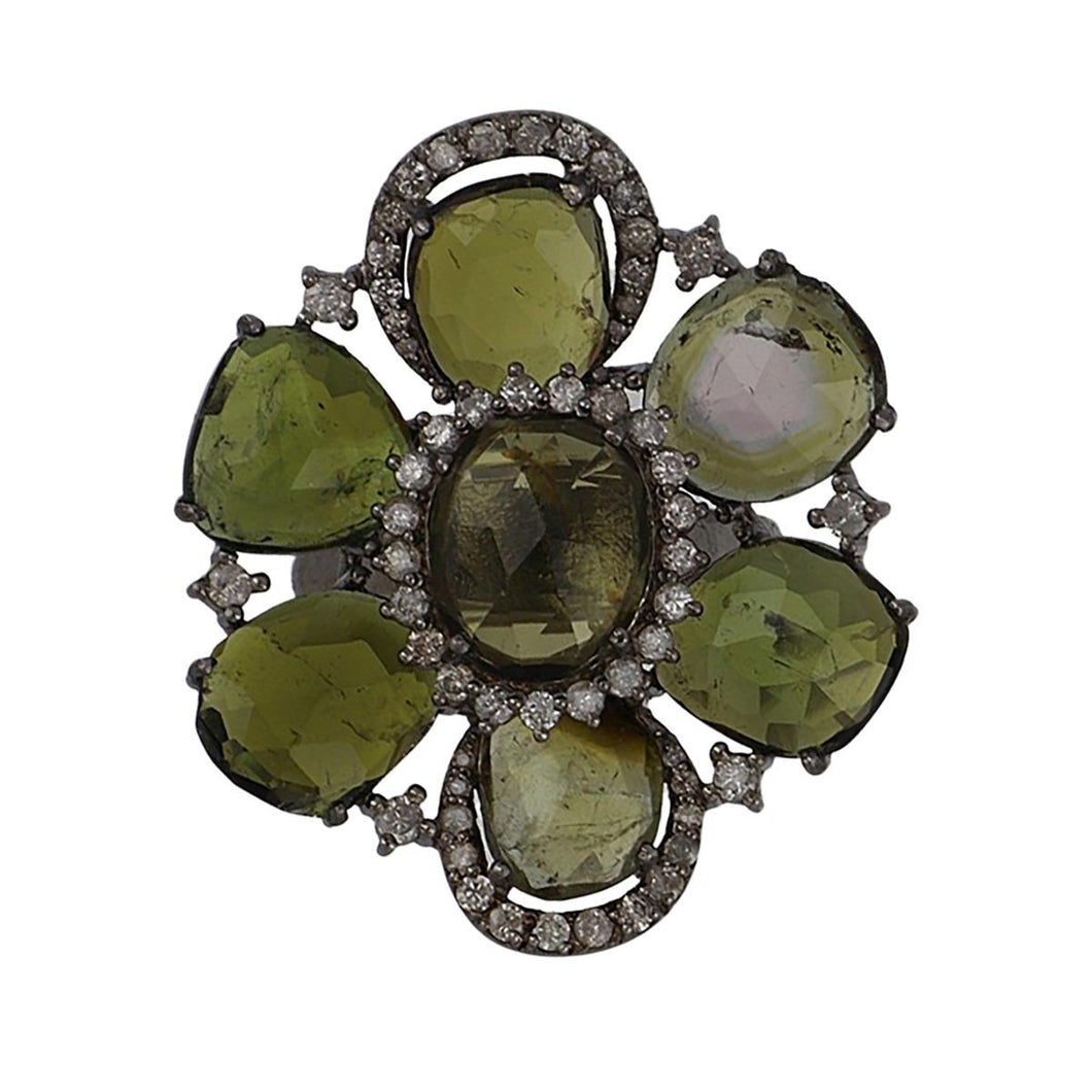 Sterling Silver Tourmaline Cluster Ring