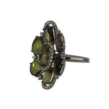 Load image into Gallery viewer, Sterling Silver Tourmaline Cluster Ring
