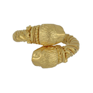 Estate Lalaounis 22K Yellow Gold Bypass Lion Ring,