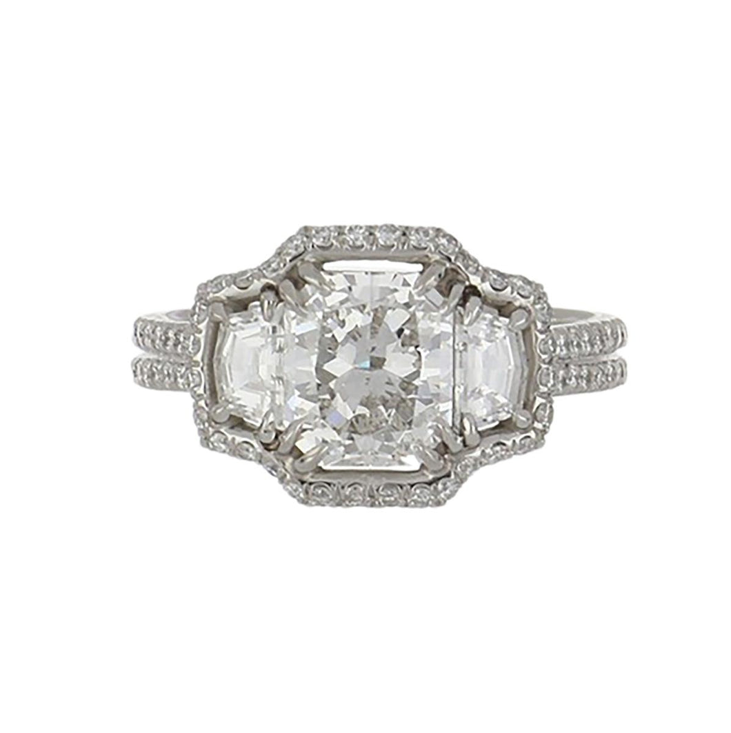 Estate Platinum Radiant-Cut Diamond Engagement Ring