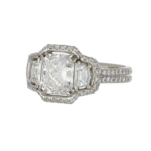 Estate Platinum Radiant-Cut Diamond Engagement Ring