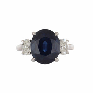 Estate  18K White Gold Sapphire & Diamond Ring